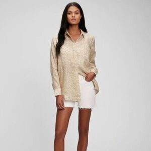 GAP 100% Linen Boyfriend Shirt Size M